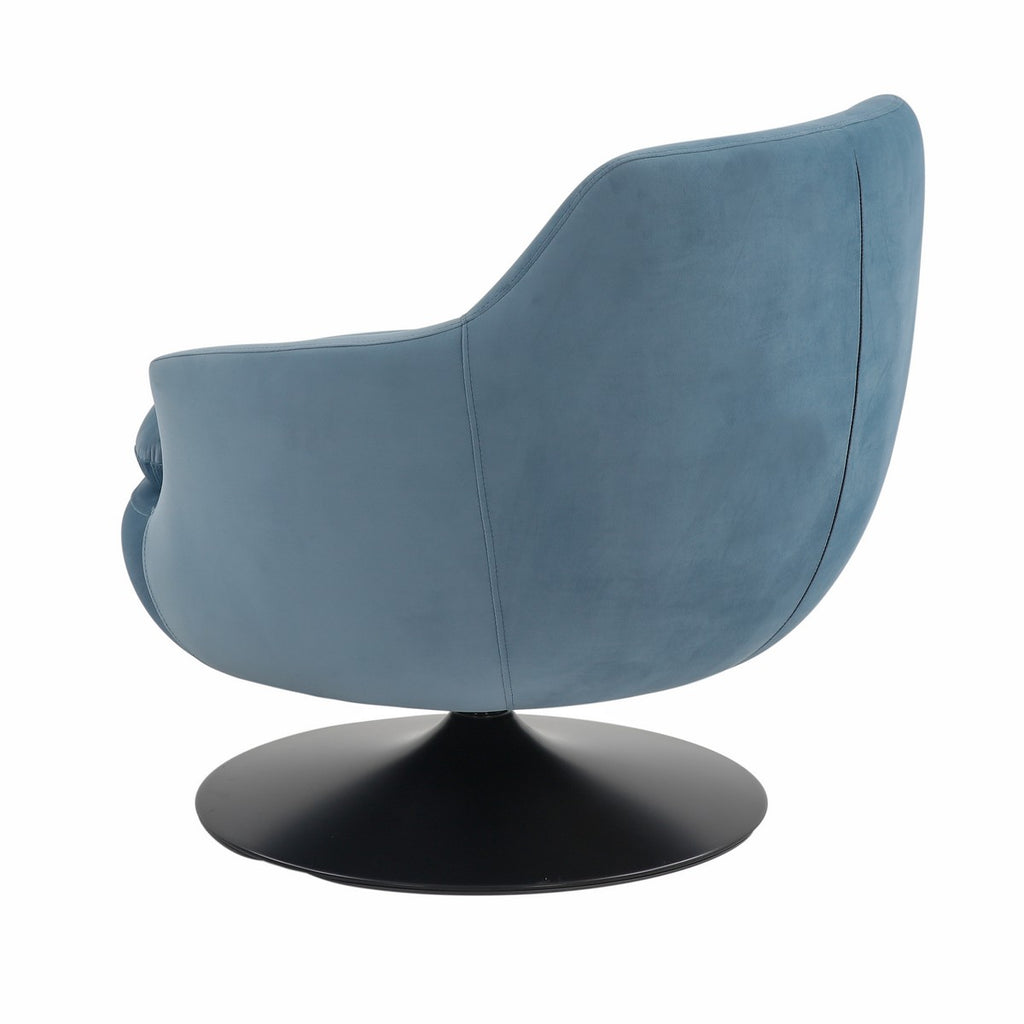 Citine Velvet Swivel Accent Chair - Light Blue / Black