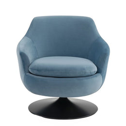 Citine Velvet Swivel Accent Chair - Light Blue / Black