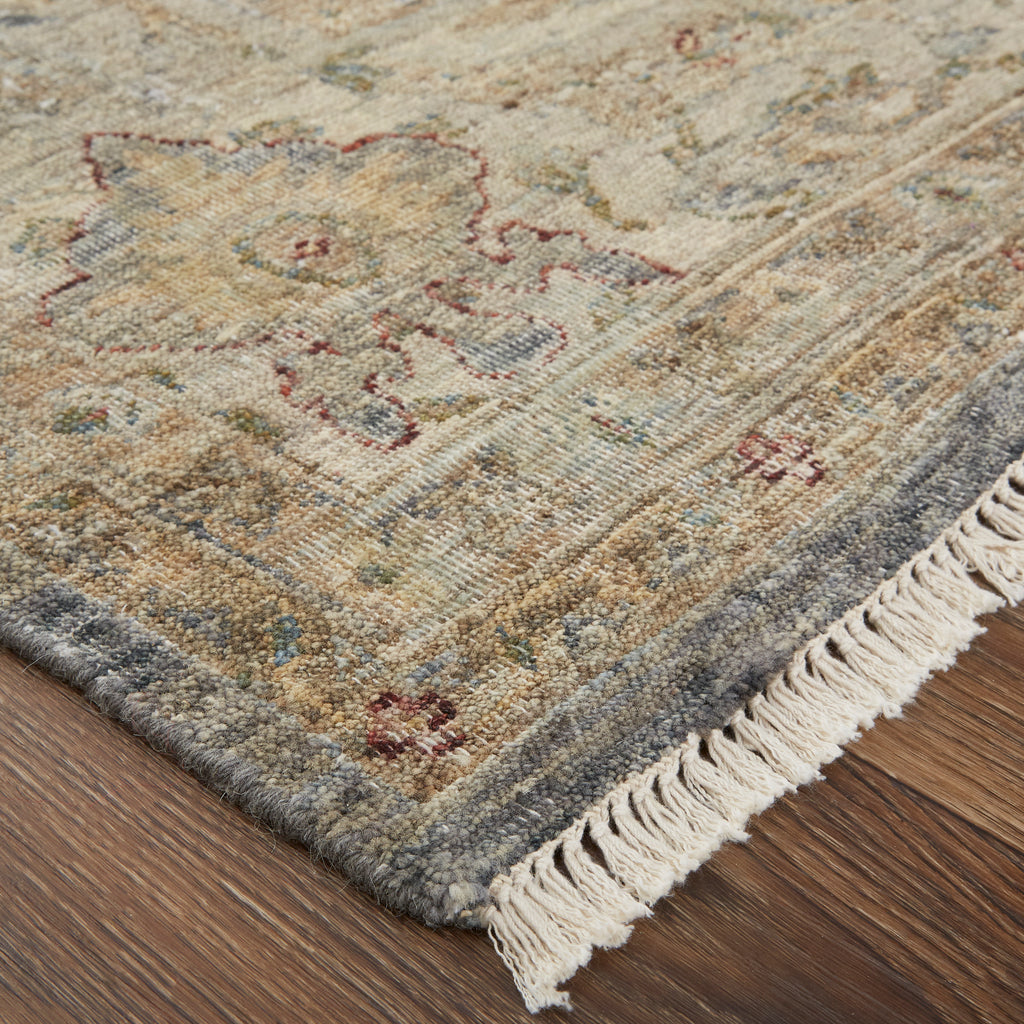 Marabel Traditional Damask Brown Tan Taupe Area Rug (5'6" x 8'6")