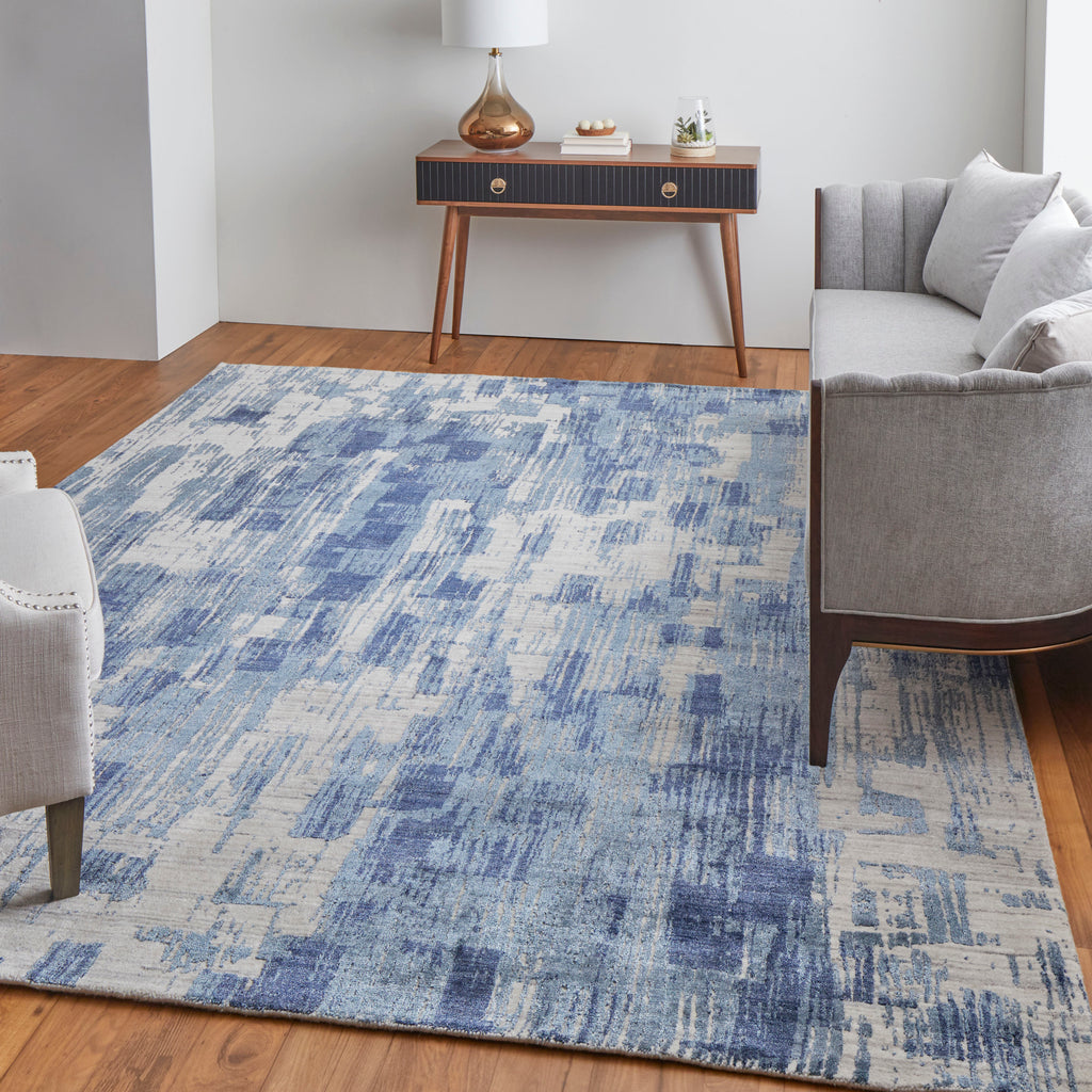 Eastfield Modern Abstract Blue Ivory Area Rug (3' x 5' / Pattern 1)