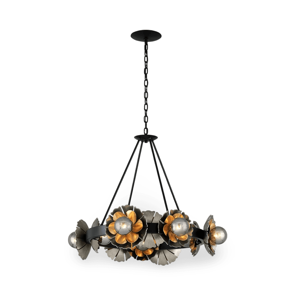 Magic Garden Chandelier 27" - Black Graphite Bronze Leaf