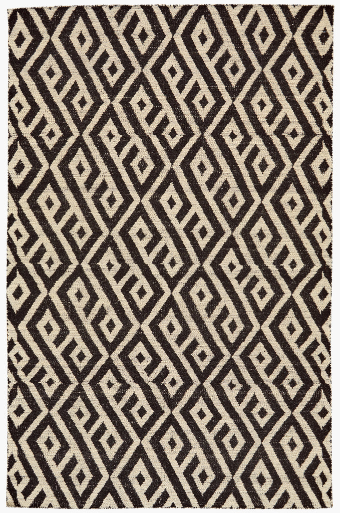 Leon Transitional Geometric Ivory Black Area Rug (8' x 11')