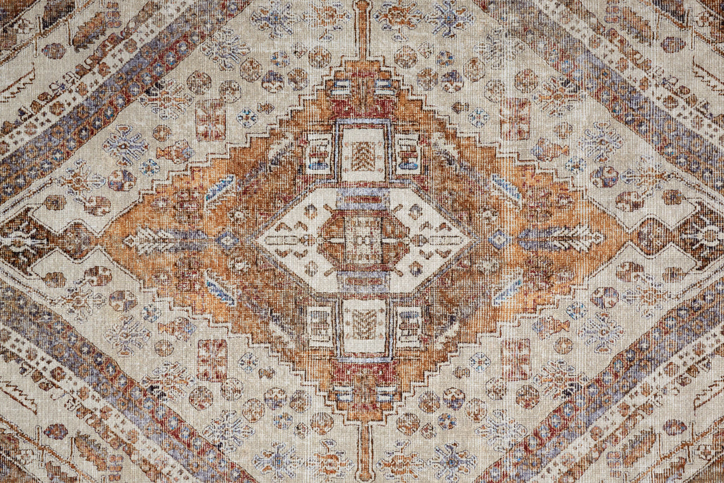 Percy Transitional Medallion Ivory Orange Brown Area Rug (9'2" x 12')