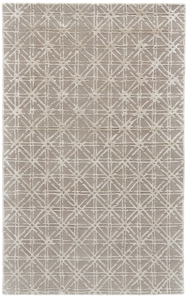 Manoa Transitional Geometric Taupe Ivory Tan Area Rug (2' x 3')