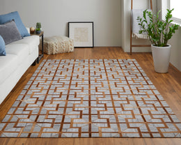 Fannin Transitional Geometric Tan Brown Gray Area Rug