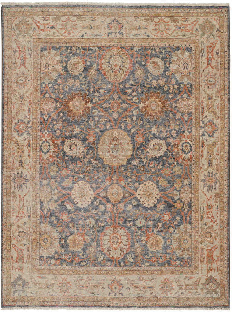 Marabel Traditional Oriental Tan Blue Orange Area Rug (3'6" x 5'6")