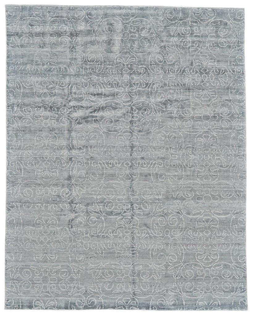 Olivier Transitional Scroll Blue Gray Ivory Area Rug (7'9" x 9'9")