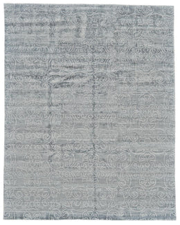 Olivier Transitional Scroll Blue Gray Ivory Area Rug (9' x 9')