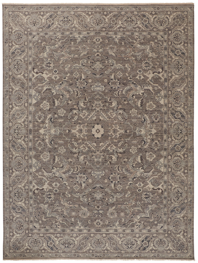 Reddington Traditional Damask Gray Taupe Ivory Area Rug (2' x 3')