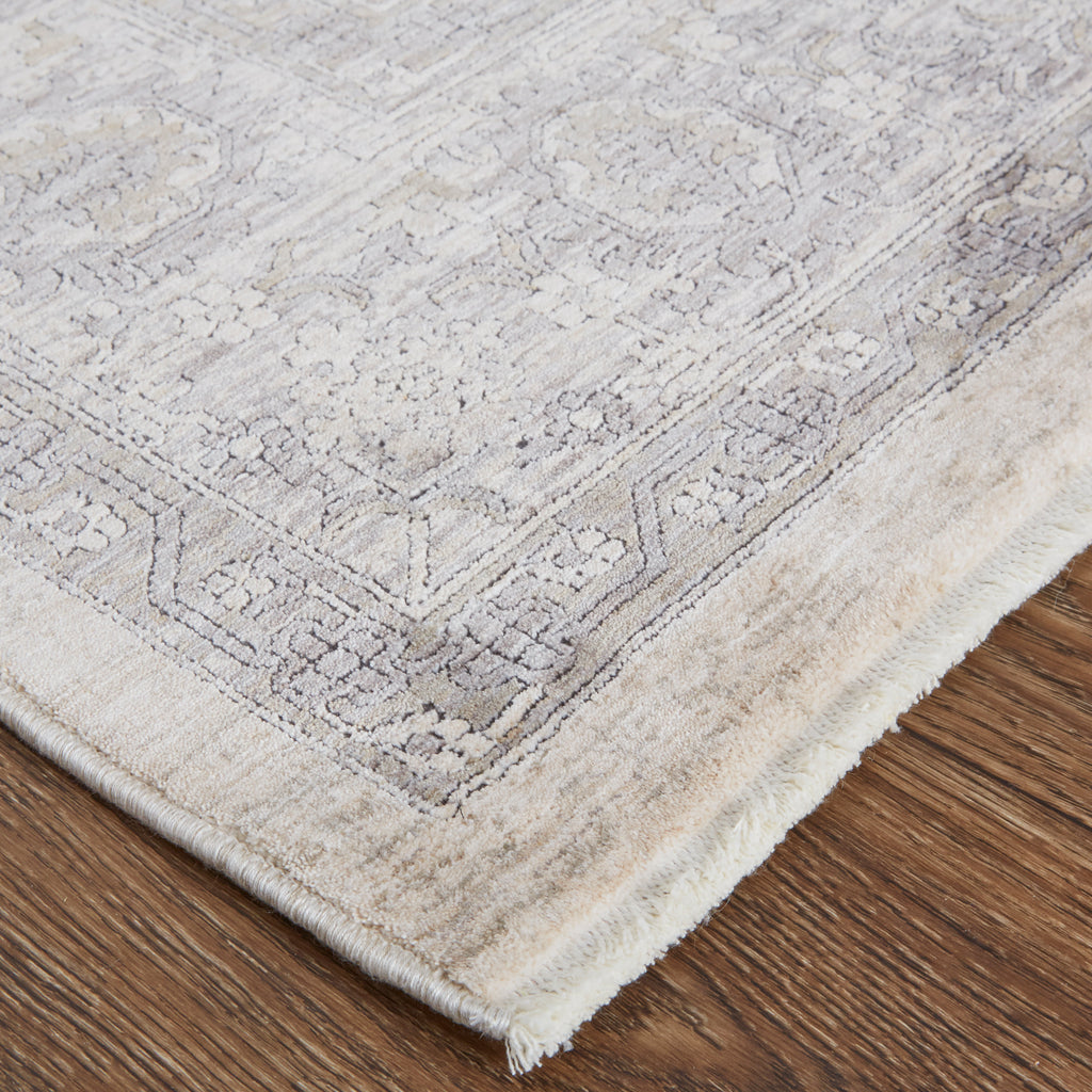 Marquette Transitional Oriental Gray Silver Ivory Area Rug (7'10" x 9'10")