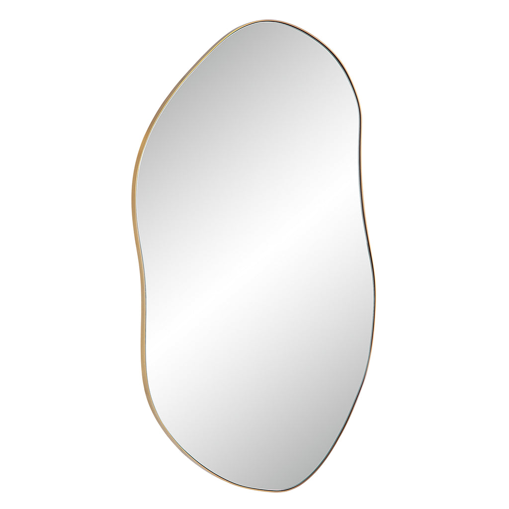 Noria 45" Tall Irregular Rectangular Oval Mirror, Burnished Brass