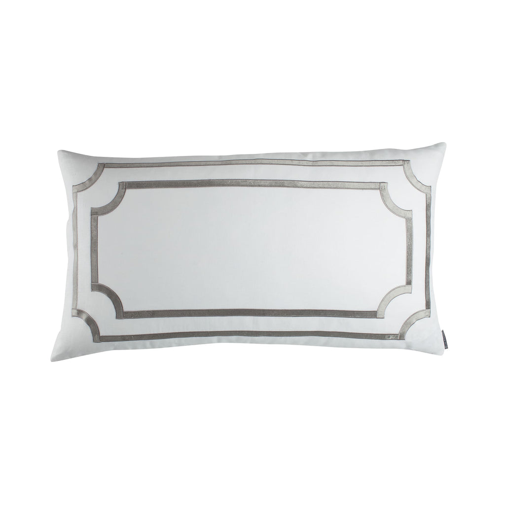 Soho King Pillow, White Linen, Silver Velvet 20X36