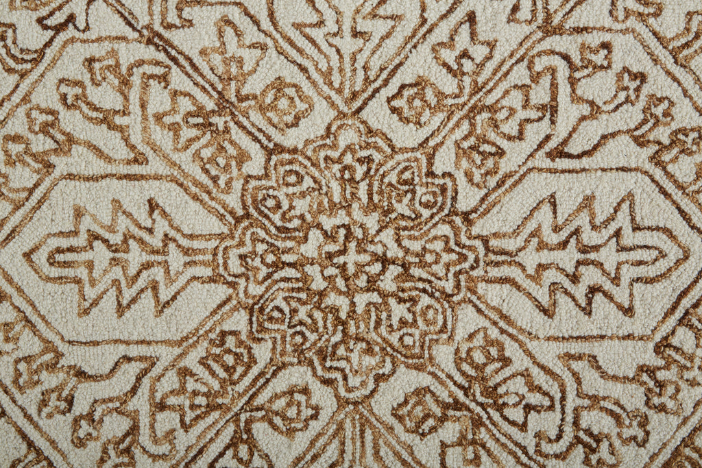 Belfort Transitional Medallion Ivory Brown Area Rug (12' x 15')