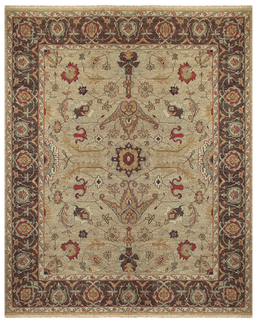 Goshen Traditional Oriental Tan Brown Taupe Area Rug (3'6" x 5'6")