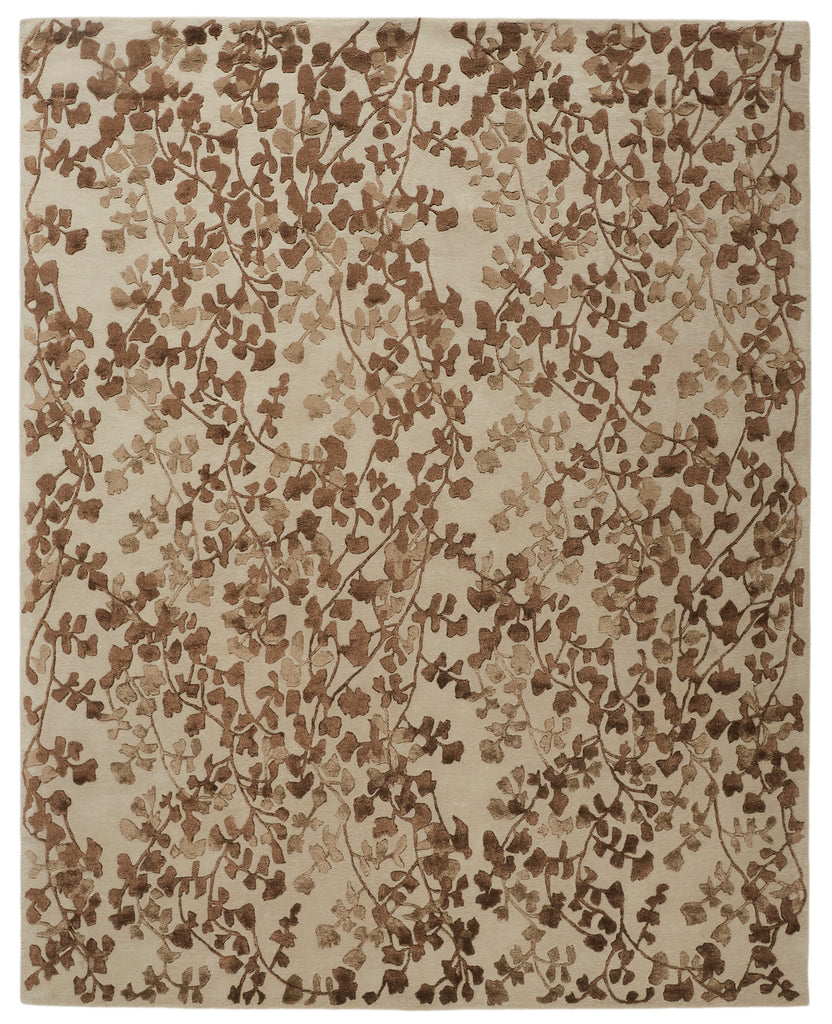 Bella Transitional Floral Botanical Ivory Taupe Brown Area Rug (8' x 10')