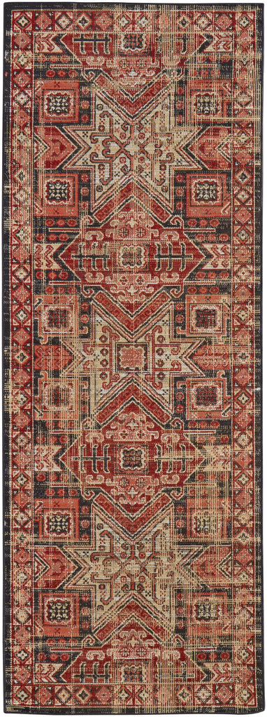 Nolan Transitional Southwestern Red Tan Black Area Rug (2'10" x 7'10")