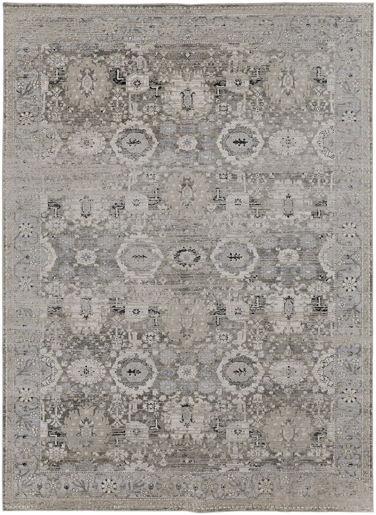 Macklaine Transitional Oriental Gray Silver Area Rug (1'8" x 2'10")