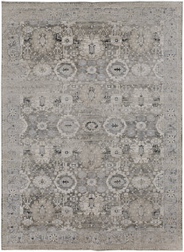 Macklaine Transitional Oriental Gray Silver Area Rug (2'10" x 7'10")