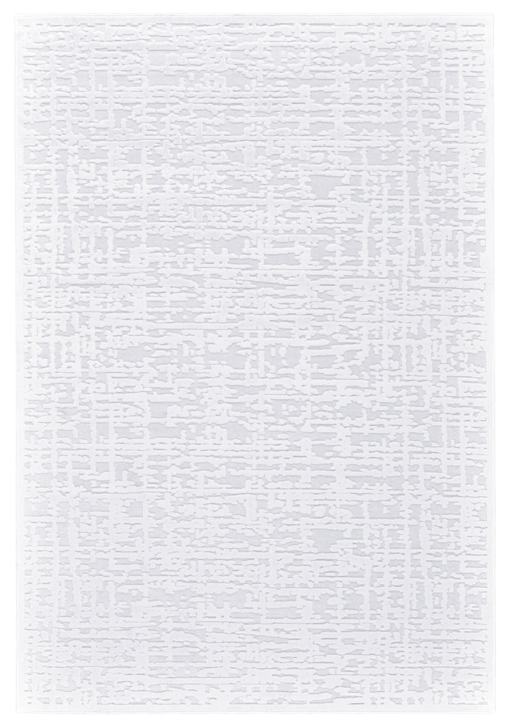 Saphir Mira Modern Abstract White Gray Pink Area Rug (5'3" x 7'6")