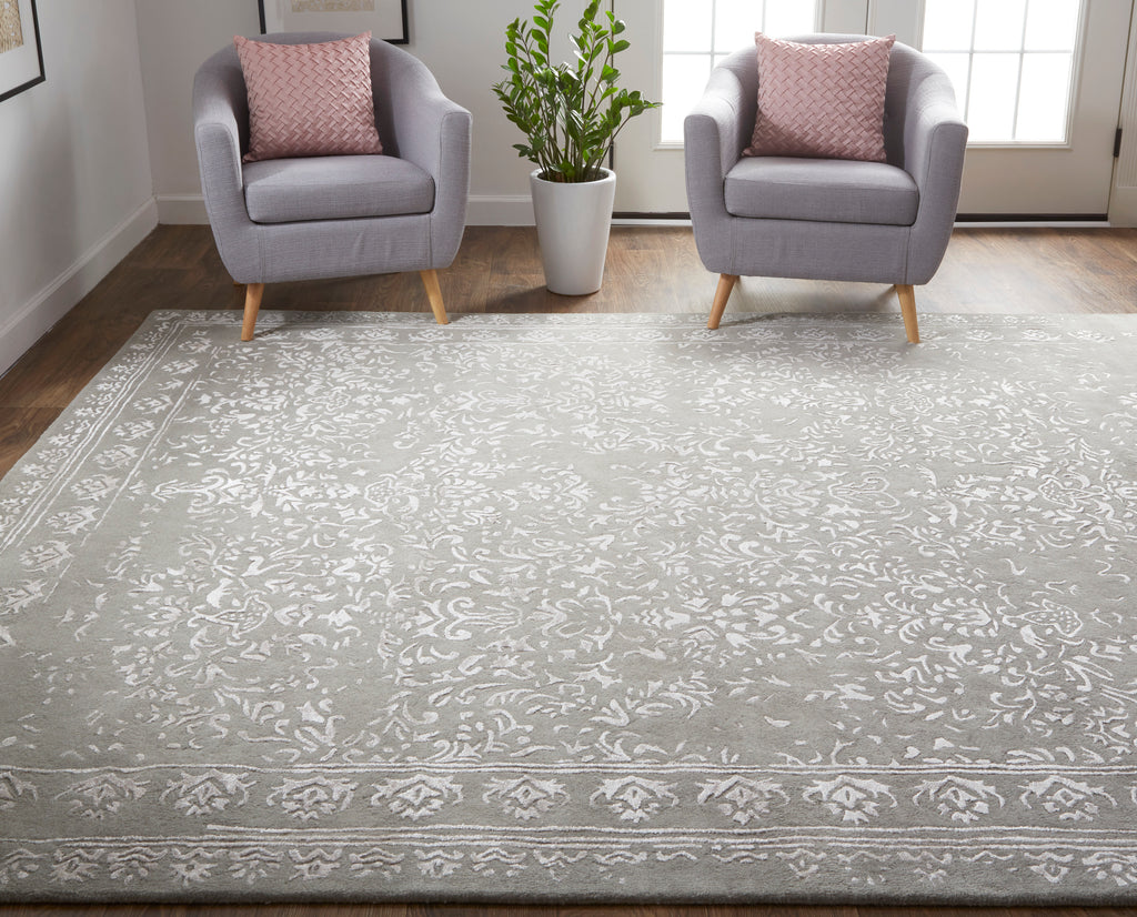 Bella Transitional Oriental Gray Taupe Silver Area Rug (2' x 3')