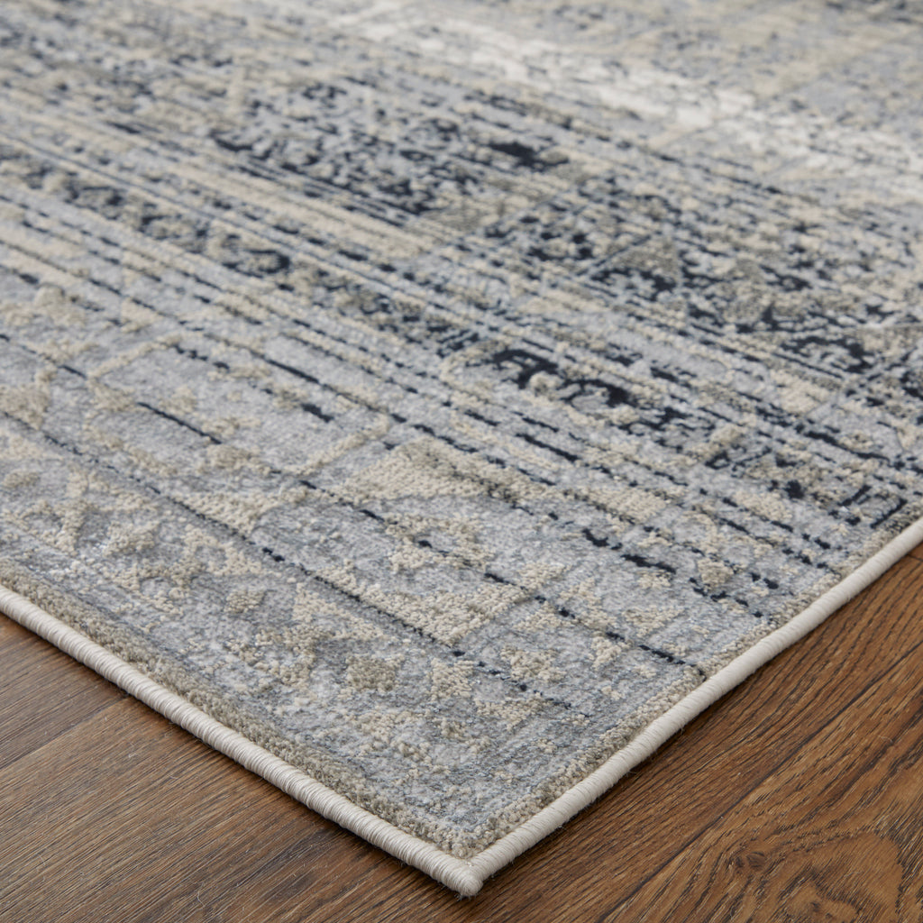 Macklaine Transitional Distressed Taupe Black Ivory Area Rug (12' x 15')