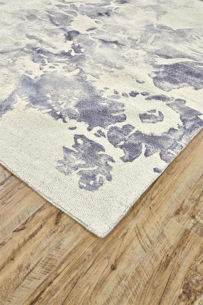 Lorrain Modern Abstract Ivory Gray Blue Area Rug (5' x 8')