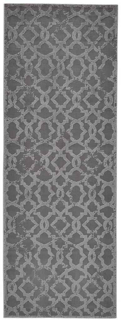 Akhari Transitional Geometric Gray Silver Area Rug (2'10" x 7'10")