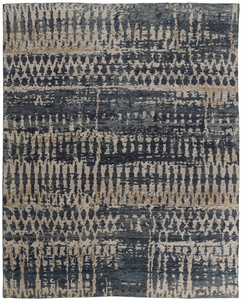 Palomar Transitional Abstract Blue Gray Tan Area Rug (2' x 3')