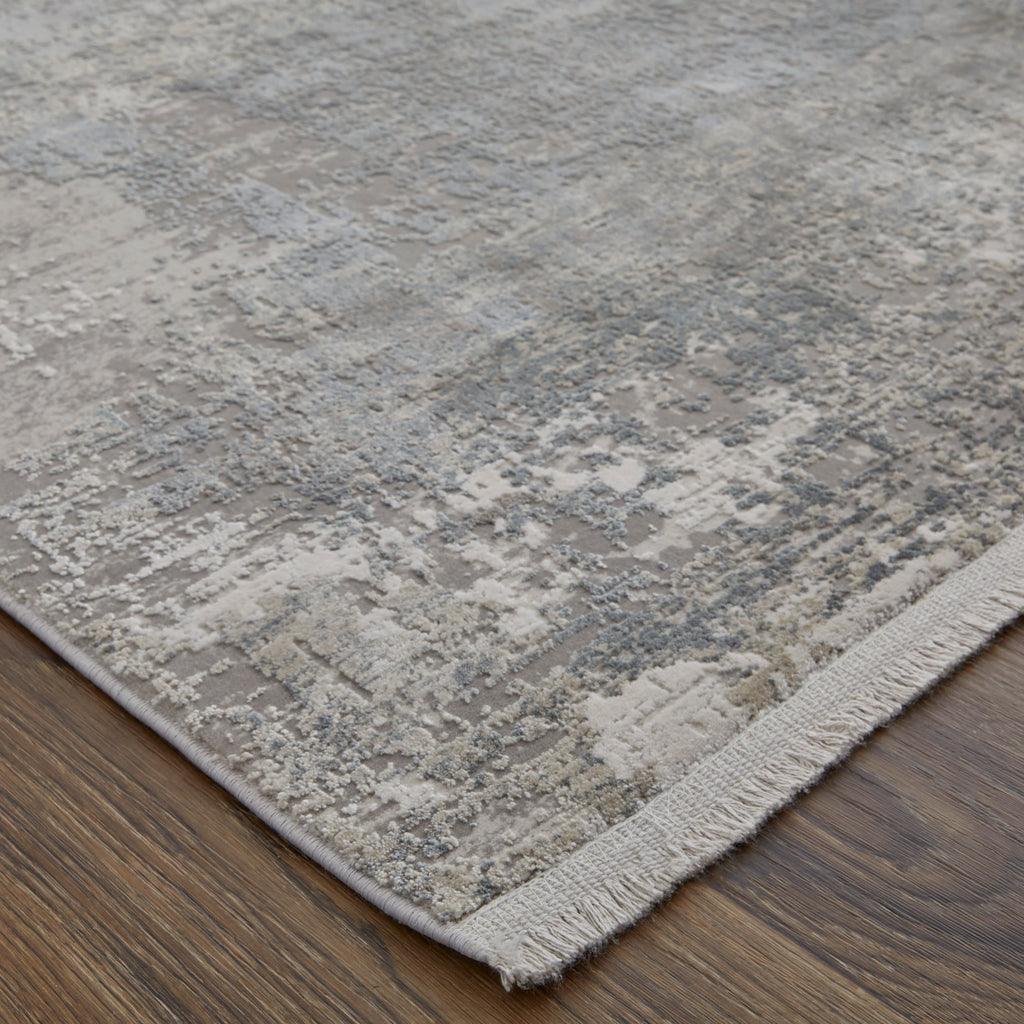 Cadiz Modern Abstract Taupe Gray Silver Area Rug (3'1" x 10')