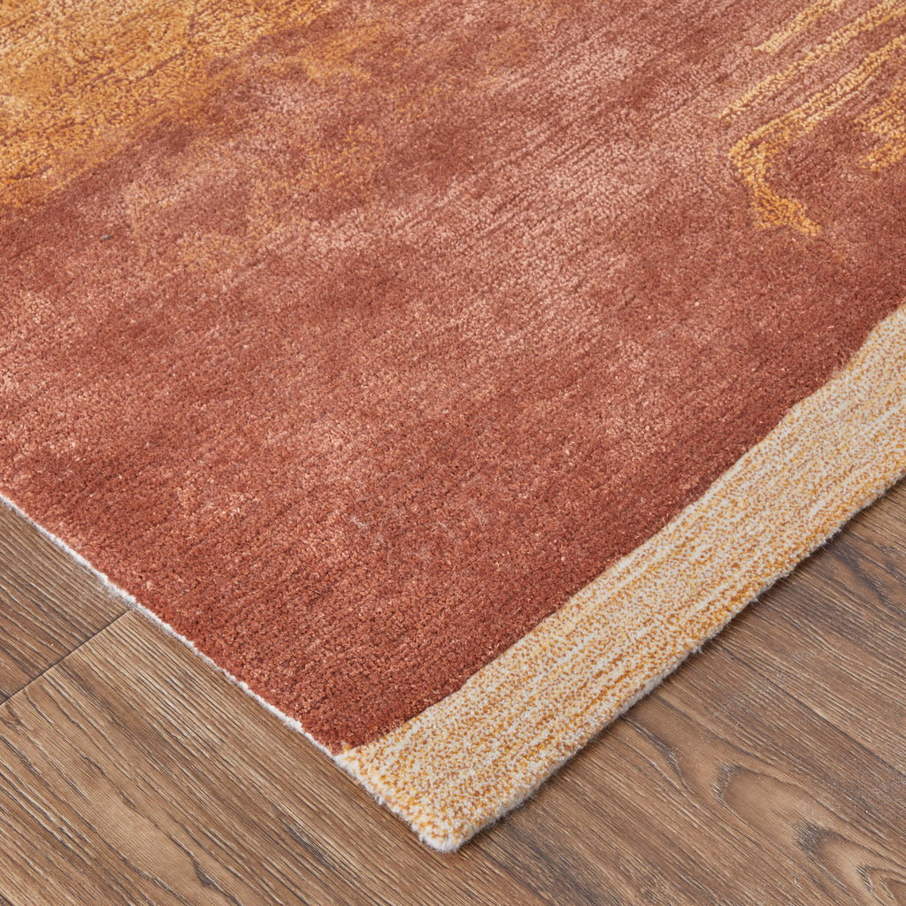 Anya Transitional Abstract Red Orange Ivory Area Rug (5' x 8')