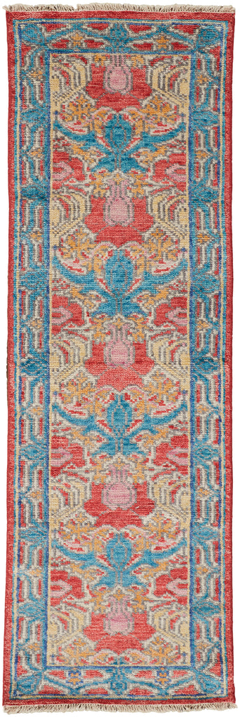 Beall Traditional Oriental Blue Red Yellow Area Rug (2'6" x 8')