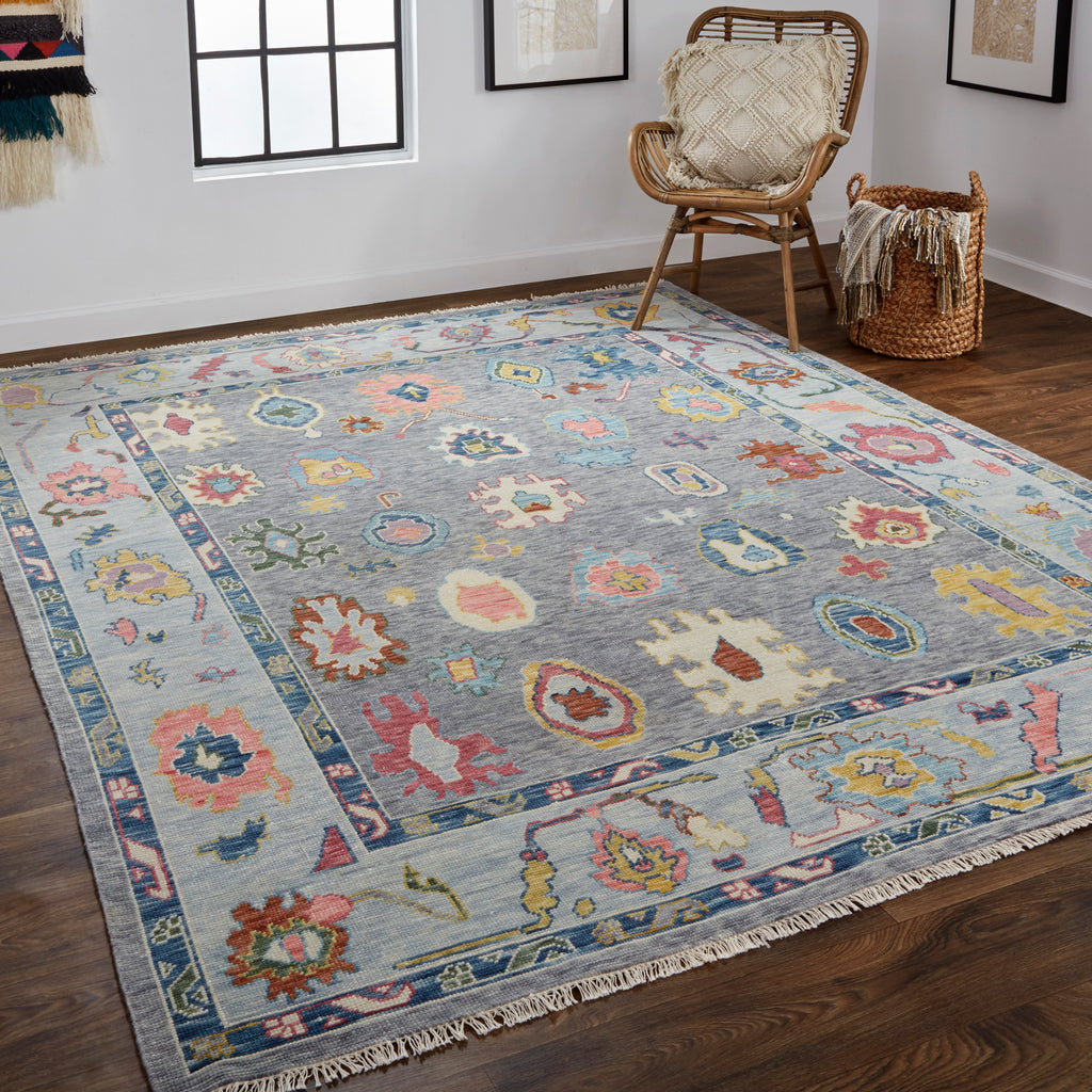 Karina Traditional Persian Blue Gray Red Area Rug (12' x 15')