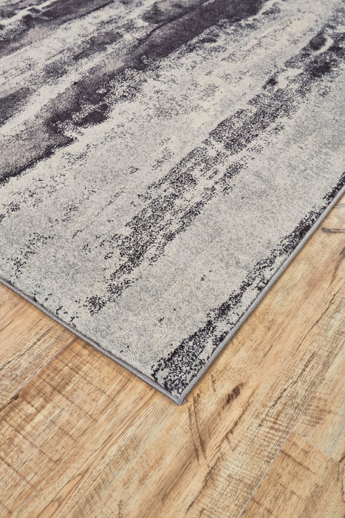 Bleecker Modern Abstract Gray Black Area Rug (6'7" x 9'6")