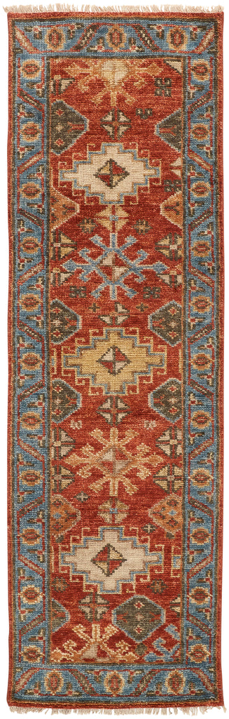 Carrington Traditional Oriental Red Blue Orange Area Rug (2'6" x 8')