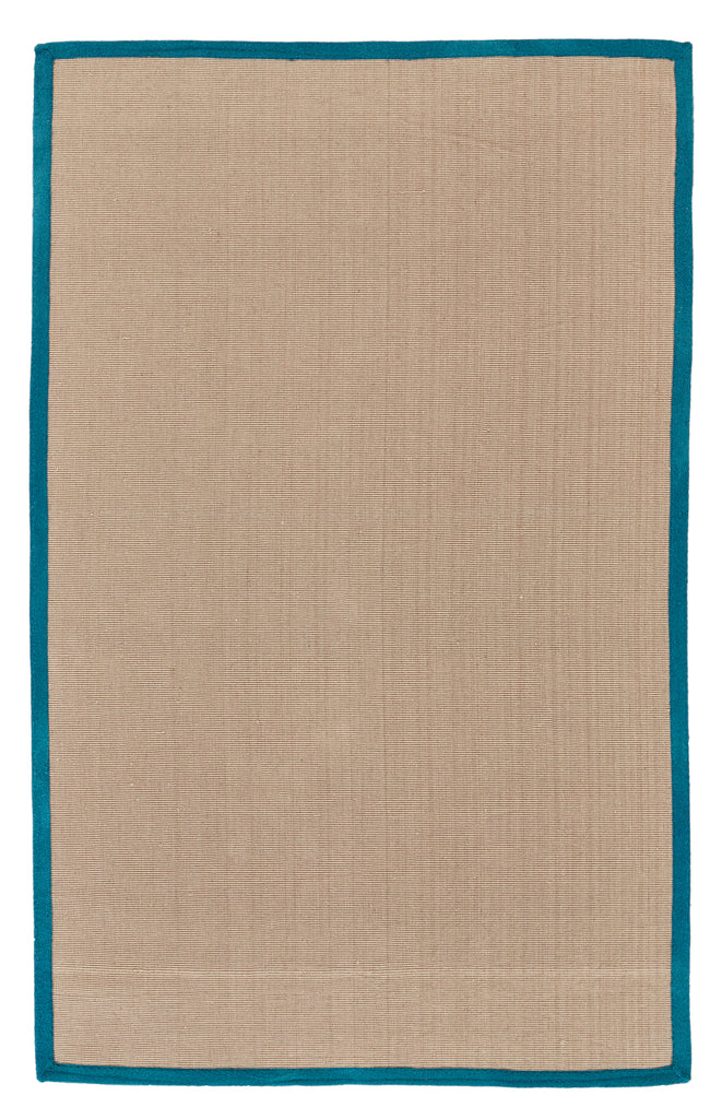 Berle Modern Bordered Tan Blue Green Area Rug (8' x 10')