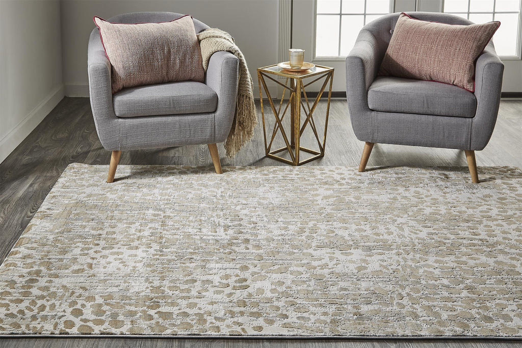 Waldor Modern Animal Print Brown Ivory Tan Area Rug (2'10" x 7'10")