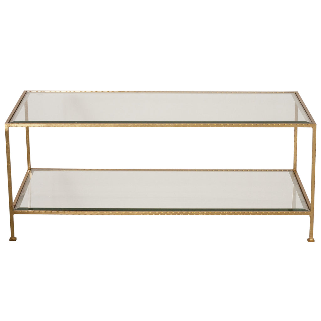 Gold Leaf Rectangular Coffee Table With Beveled Glass