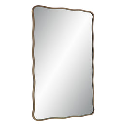 Basel 36" Tall Rectangular Irregular Mirror, Antique Brushed Brass