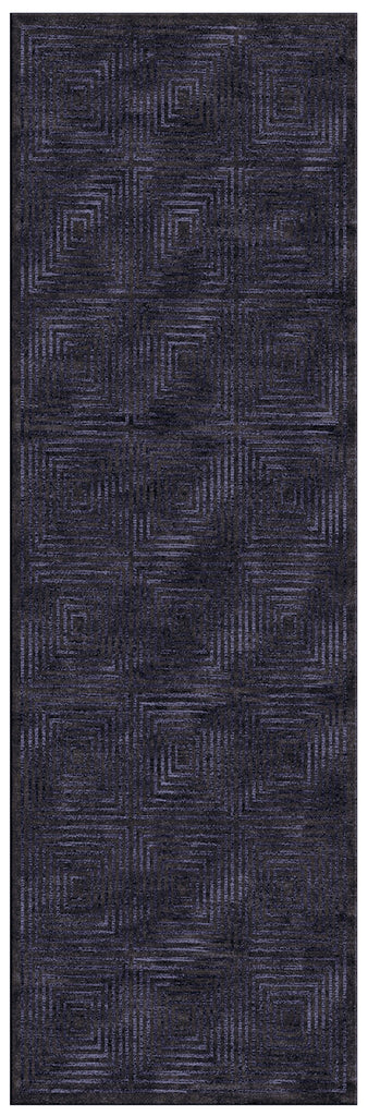 Azeri Transitional Geometric Black Purple Area Rug (2'10" x 7'10")