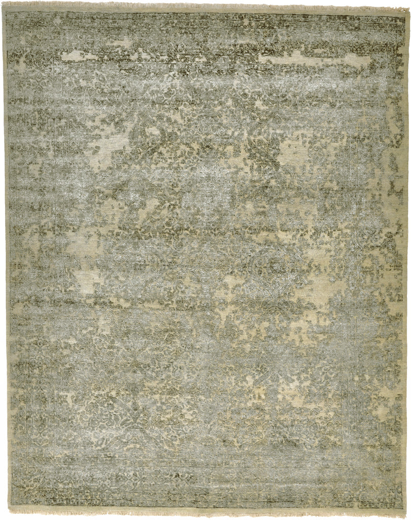 Doshi Transitional Distressed Gray Ivory Silver Area Rug (9'6" x 13'6")