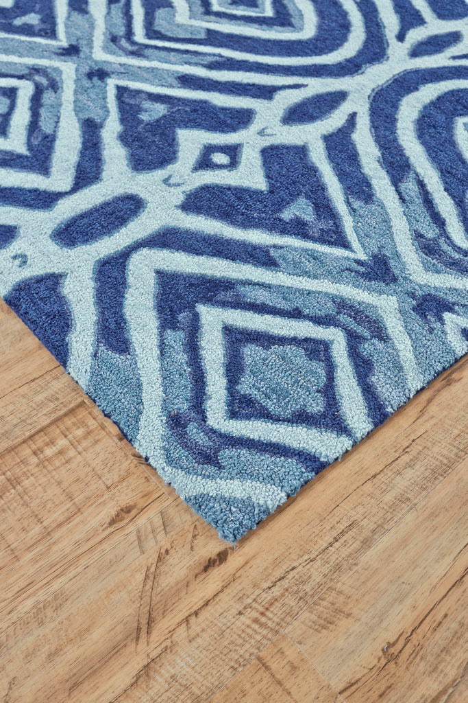 Liana Transitional Geometric Blue Area Rug (9' x 13')