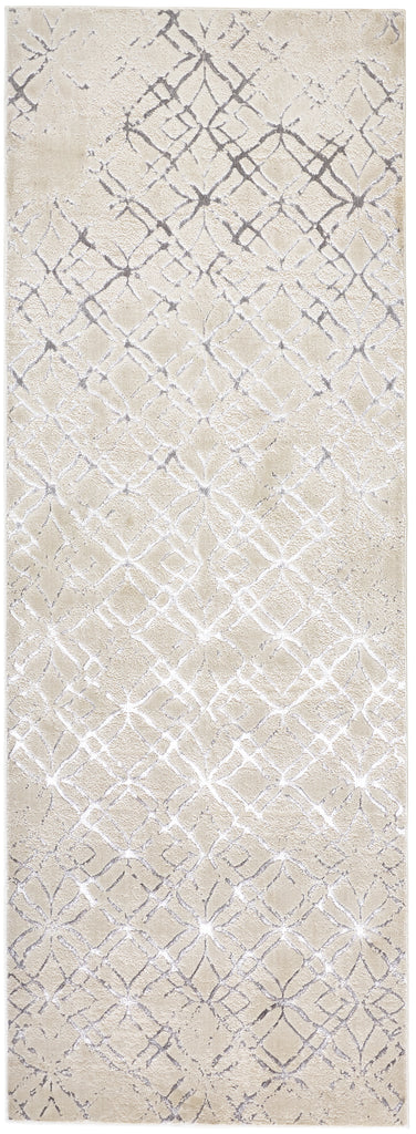 Micah Modern Distressed Silver Gray White Area Rug (2'10" x 7'10")