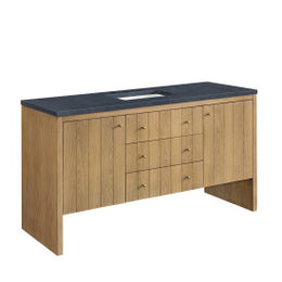 Hudson 60" Single Vanity, Light Natural Oak with 3 cms Charcoal Soapstone Top