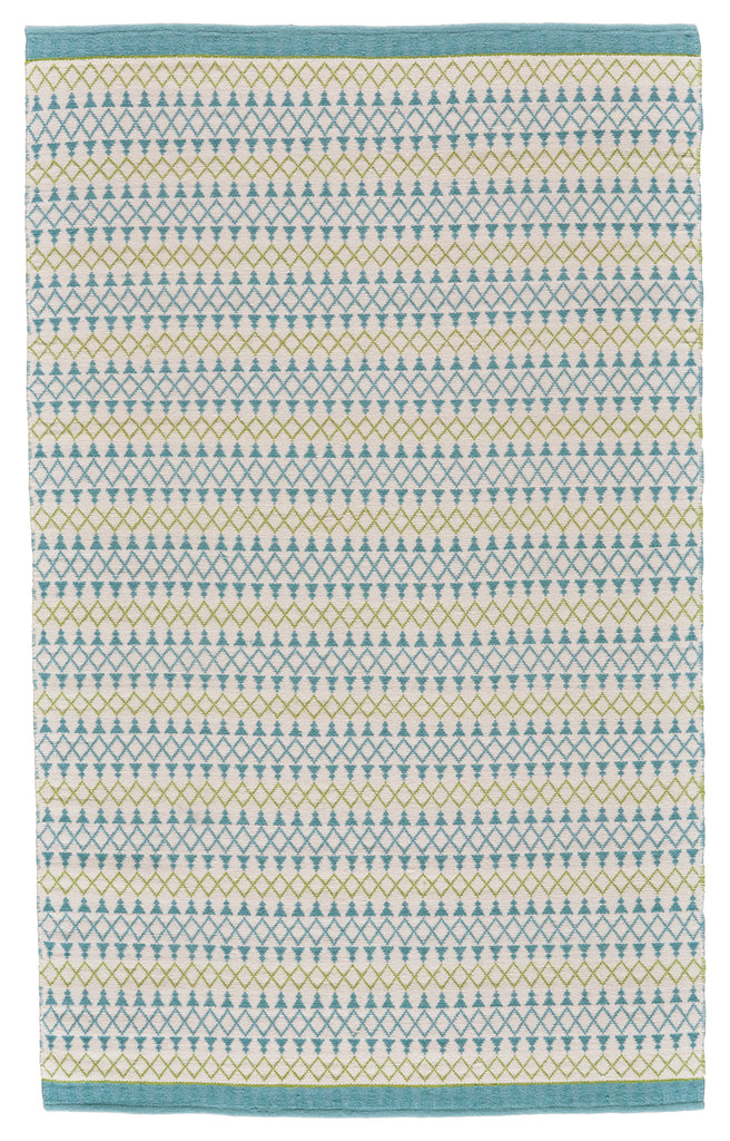 Naim Transitional Geometric Ivory Blue Green Area Rug (5' x 8')