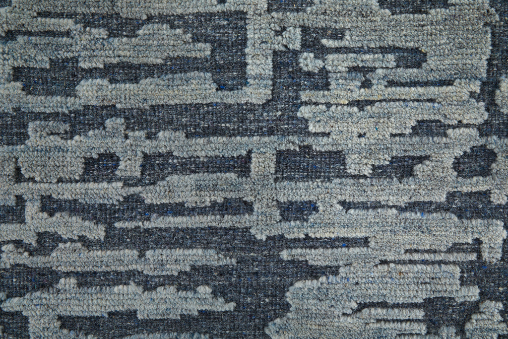 Berwyn Modern Abstract Blue Silver Gray Area Rug (8'6" x 11'6")