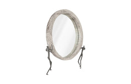 Atlas Mirror, Chamcha Wood, Gray Stone Finish, Metal