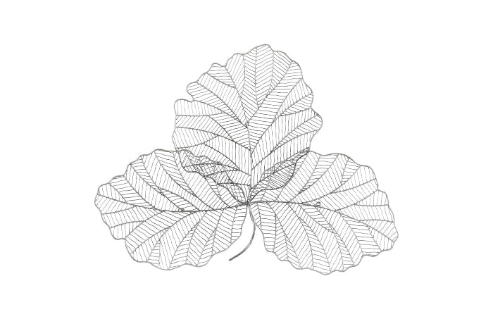 Tri Leaf Wall Art, Small, Metal, Silver/Black