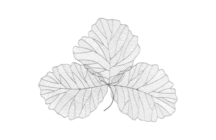 Tri Leaf Wall Art, Medum, Metal, Silver/Black