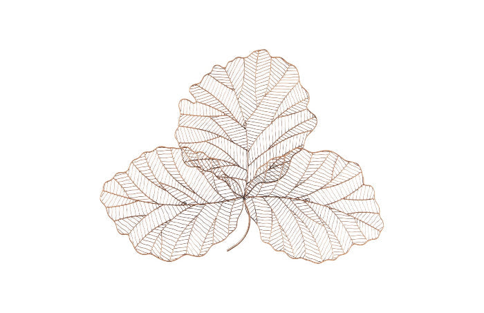 Tri Leaf Wall Art, Small, Metal, Copper/Black