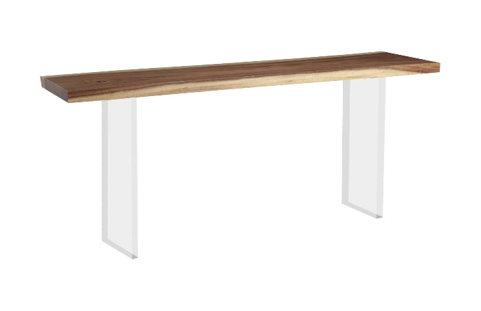 Floating Console Table, Acrylic Legs, 72x19x30"